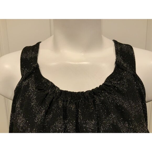 by Anthropologie Black & Metallic Silver Shimmering Tank Top, Size XS - Picture 2 of 9